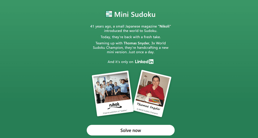 LinkedIn Mini Sudoku